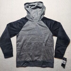 Adidas Hoodie Boys Size L 14/16 Char Grey Brand New AA8013 Raglan Logo Pullover
